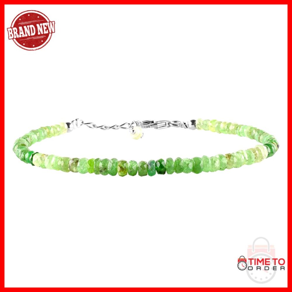Sterling Silver Gemstone Bracelet, 7+1 Inch, Handmade Birthstone Jewelry